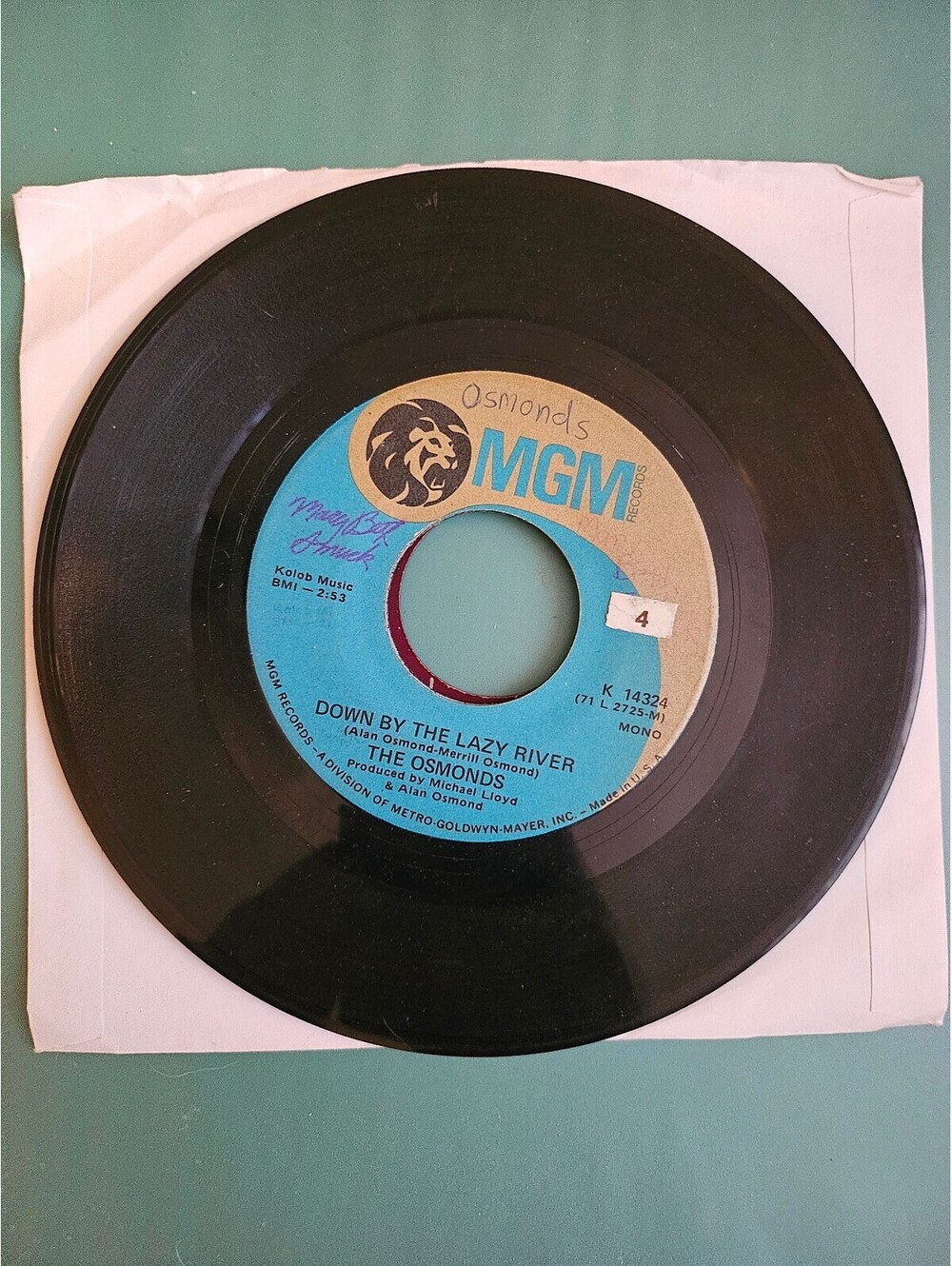 The Osmonds - Down By The Lazy River / He's The Light of The World - 45 rpm MGM